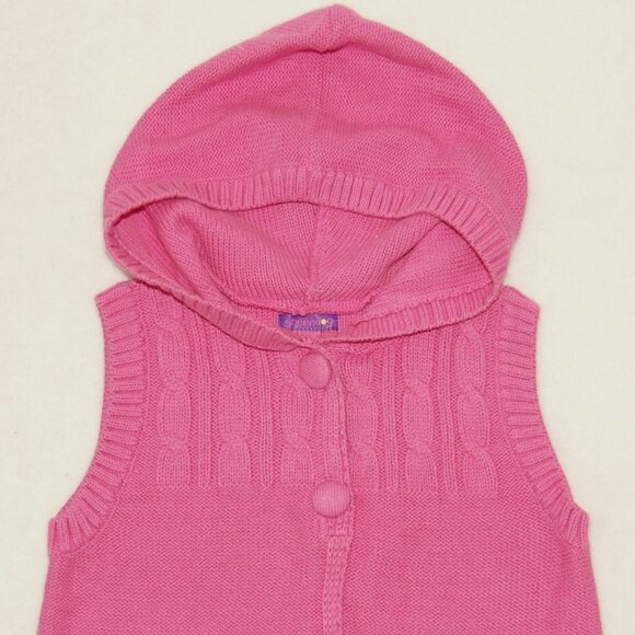 Macy's Greendog Girls Size 6, Pink Knit Hooded Vest - Picture 2 of 3